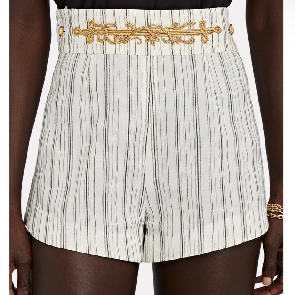 DUNDAS WHITE STRIPED LINEN BLEND SHORTS